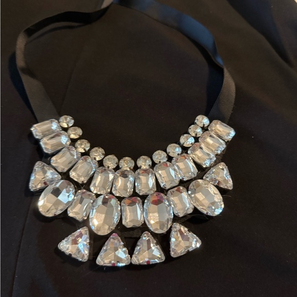 Glamorous Crystal Necklace with Black Ribbon - Picture 1 of 2